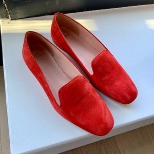 J. Crew Suede Smoking Slippers - Fiery Red